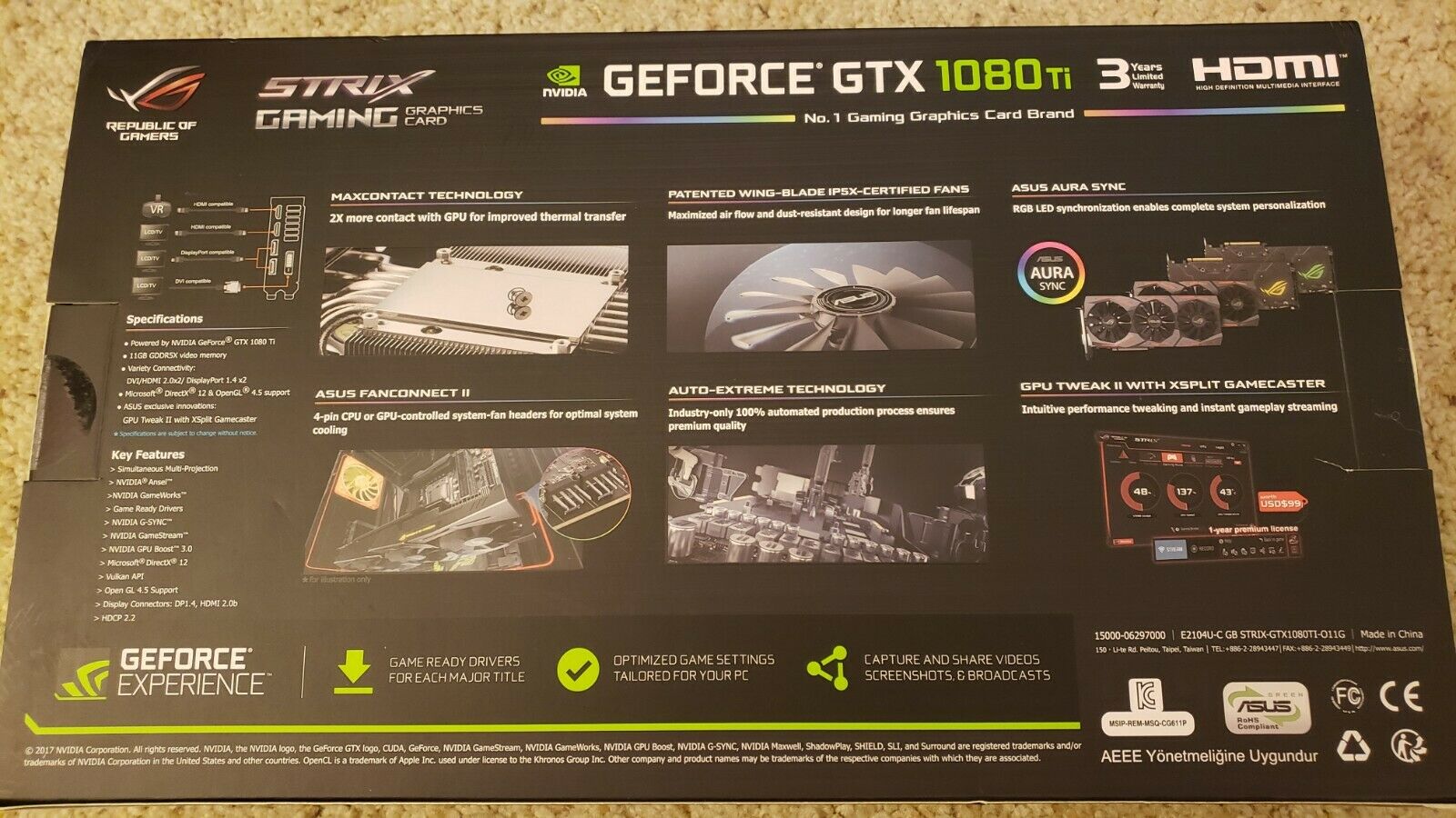 ASUS ROG STRIX GeForce GTX 1080 TI 11GB