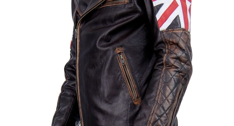 British-Flag Leather Biker Jacket.