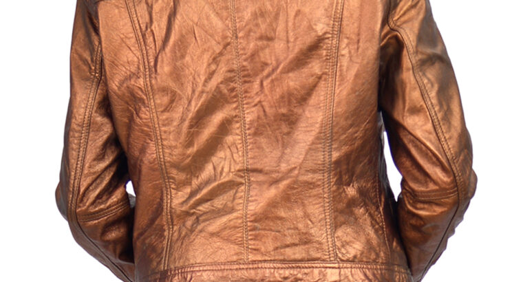 Copper Metallic Womens Leather Jacket.