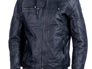 Black Mens Hooded Leather Jacket