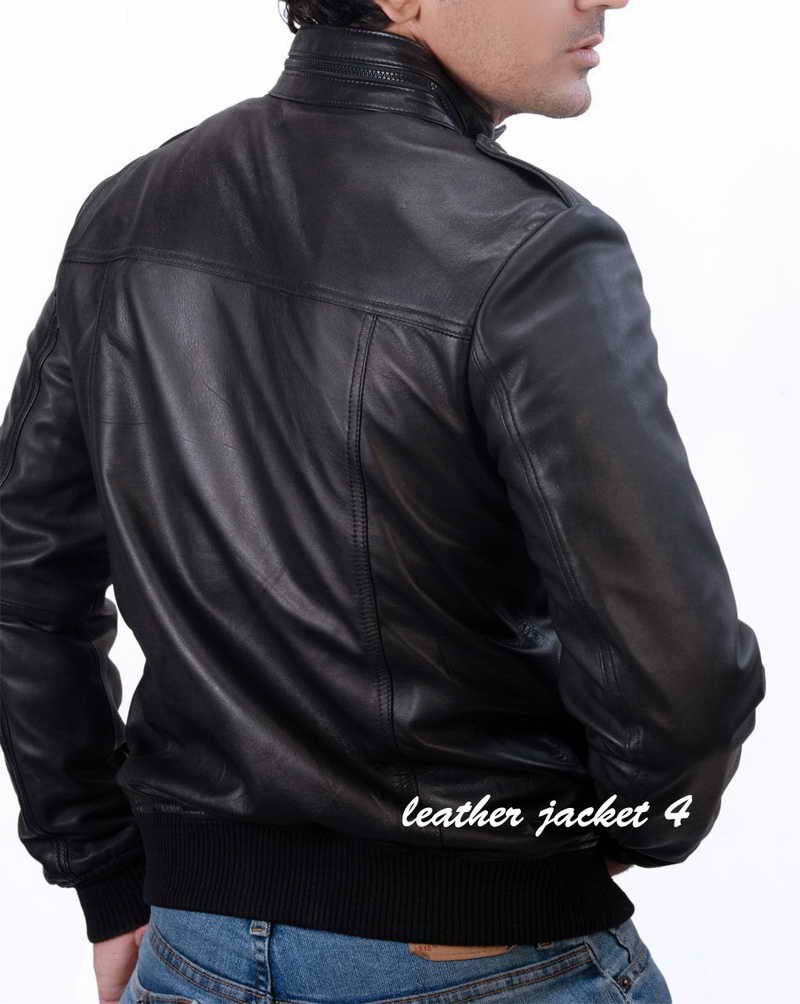 Caleb Mens Black Bomber Leather Jacket