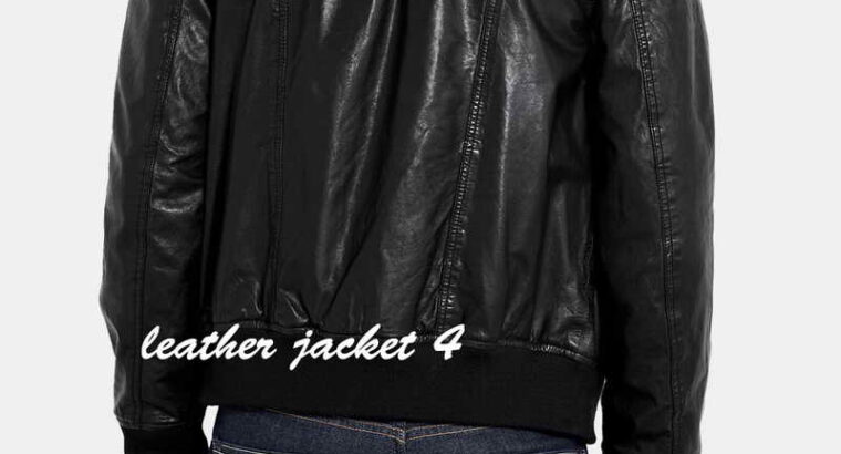 Black Washed Leather Bomber Jacket