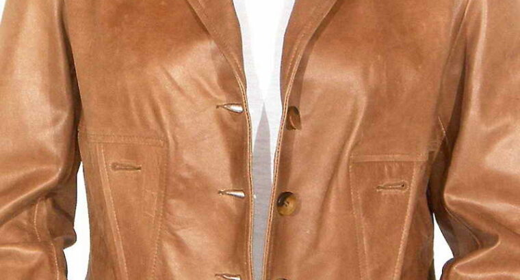 Three Button Leather Blazer