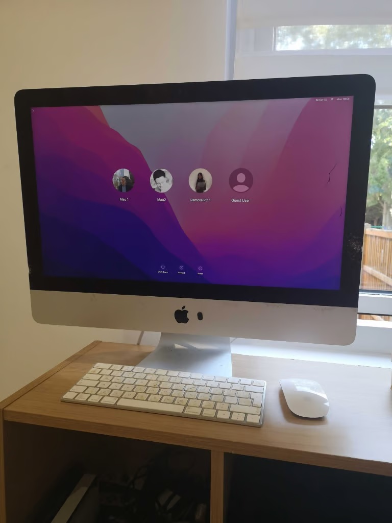 Apple Mac PC with large screen, wireless keyboard